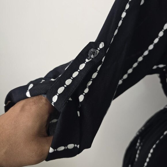 La Blanca Cover-Up Dress M Black White Striped Belted Resort Beach Midi NWOT - Picture 9 of 12